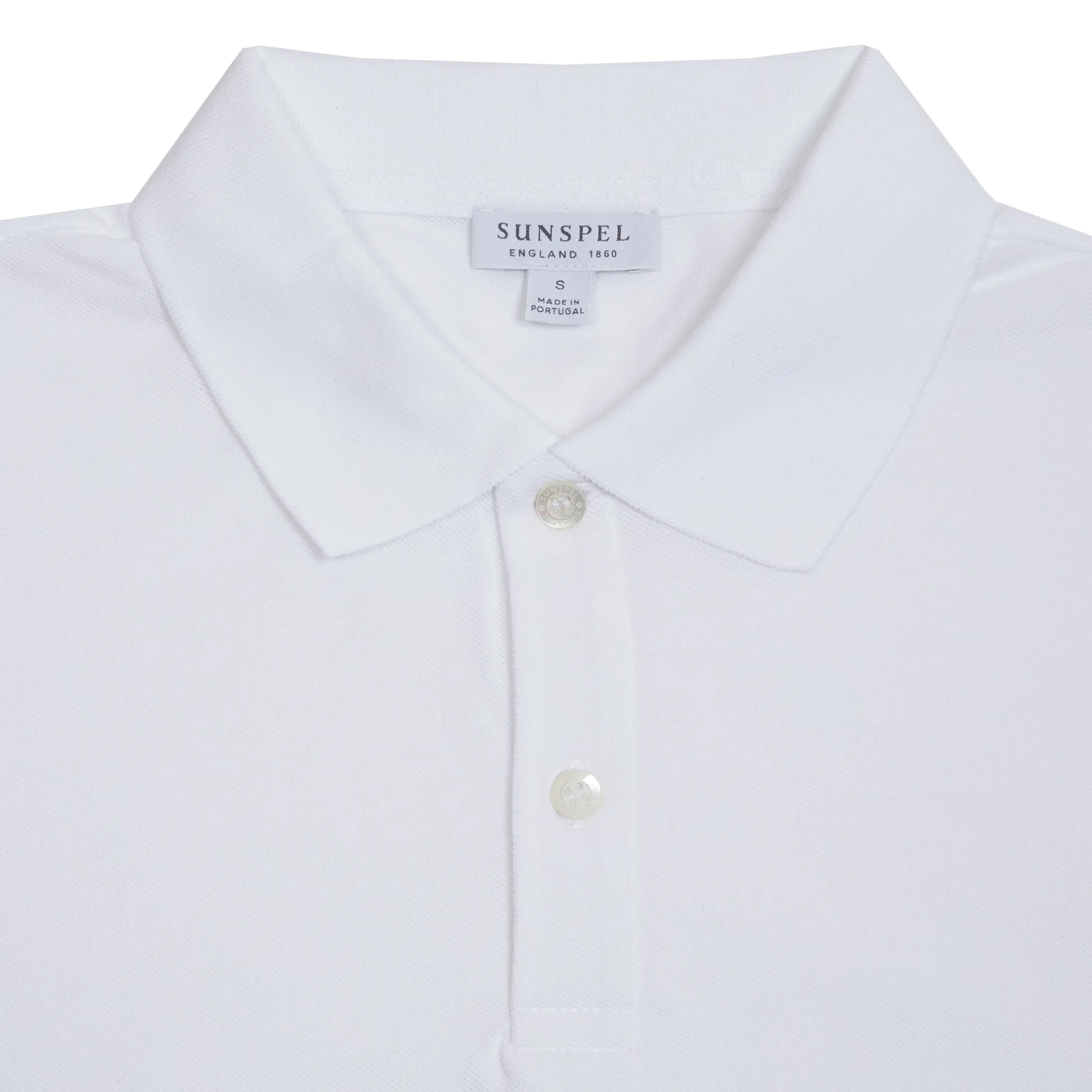 Sunspel Piqué Polo Shirt in White