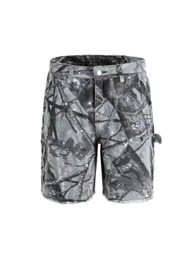 Thesupermade Retro Distressed Camouflage Workwear Hip-Hop Shorts