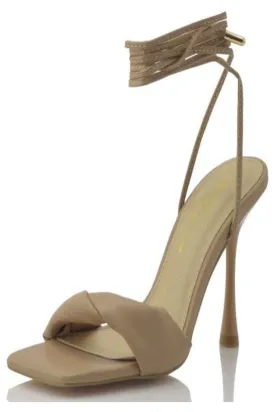 Twist Strap Heel- Nude