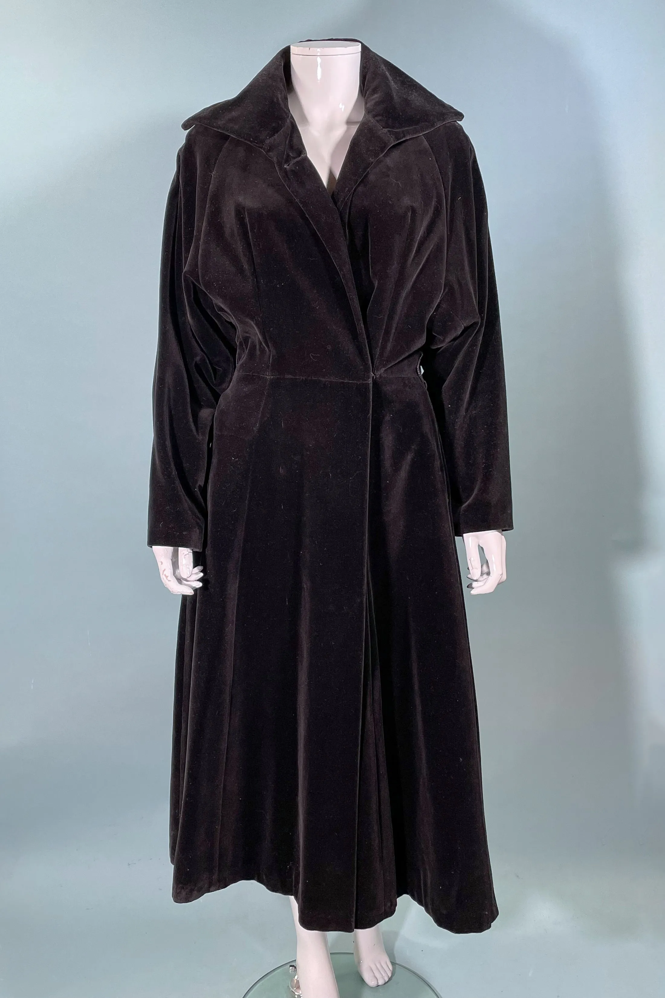 Vintage 40s Black Velvet Princess Coat, St Anne Exclusive S